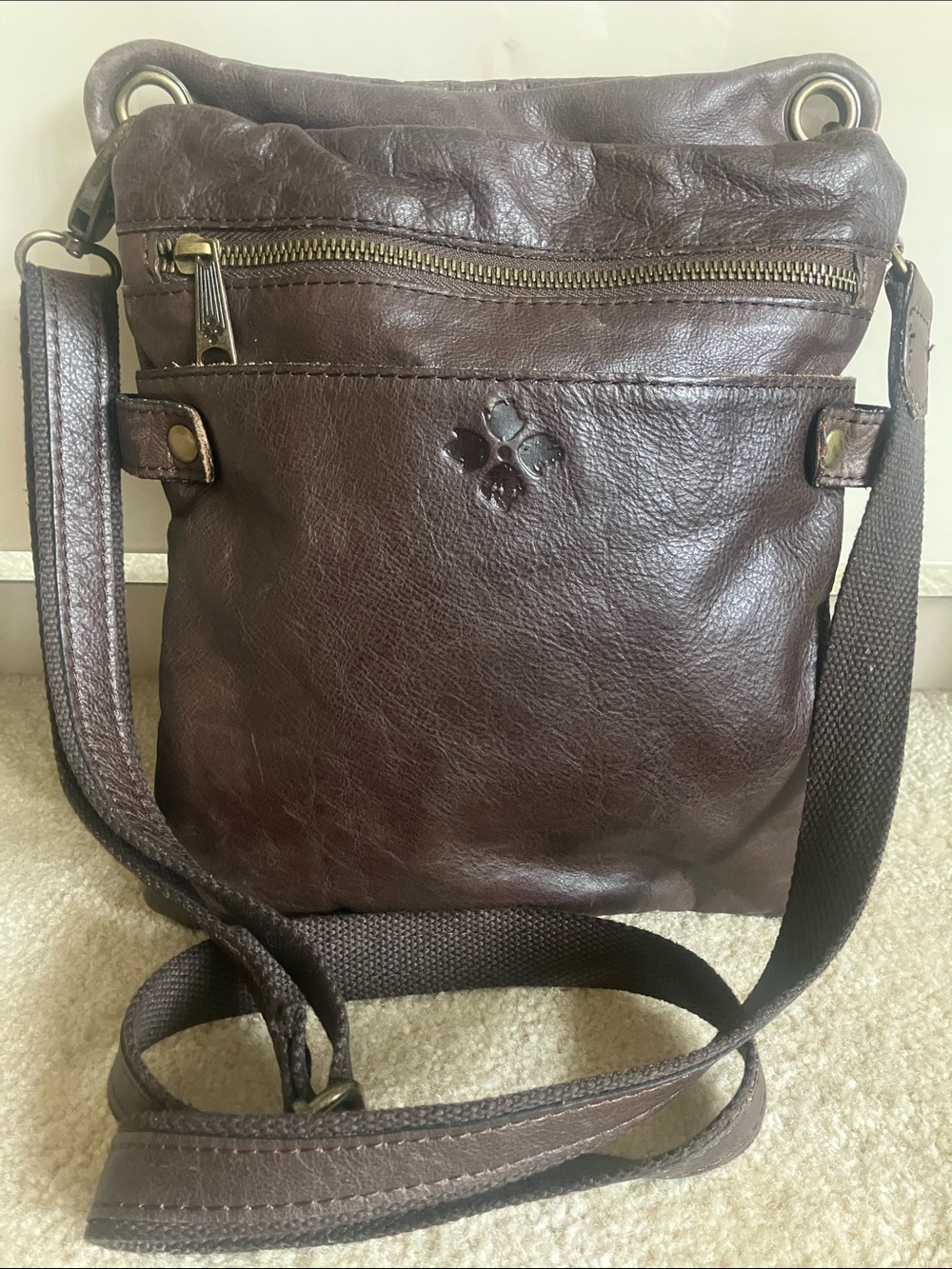 Patricia Nash Prizzi Brown Leather Crossbody Bag